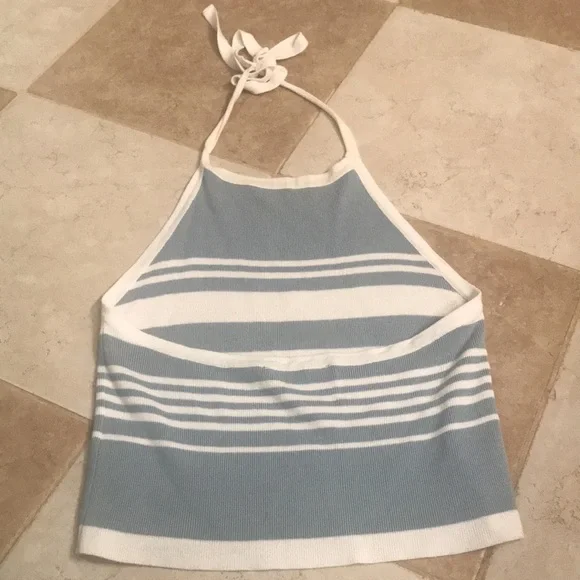 Brandy Melville Striped Halter Cropped Tank - Picture 3 of 7